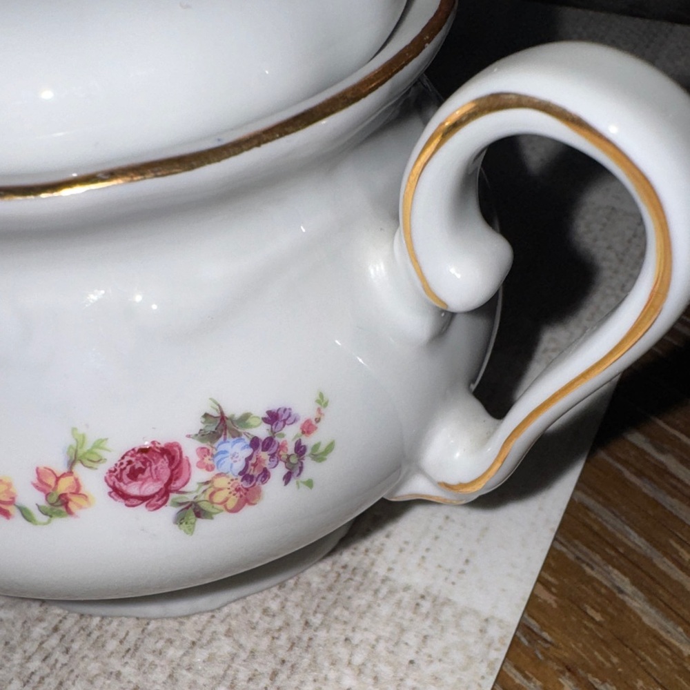 Vtg Winterling Germany Porcelain Bowl w lid floral and gold trim sugar/tea bags - Picture 9 of 12